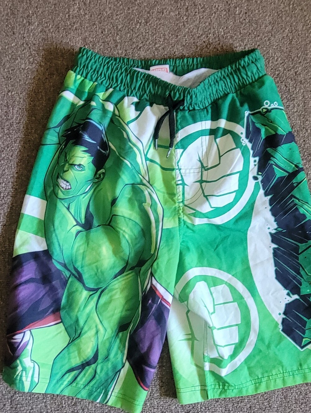 Boys Marvel The Incredible Hulk Mesh Swim Trunks Size 10/12